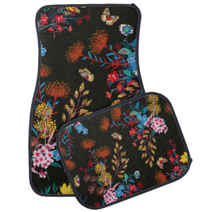 Elegant Blooming Garden floral and butterflies in Car Floor Mat
