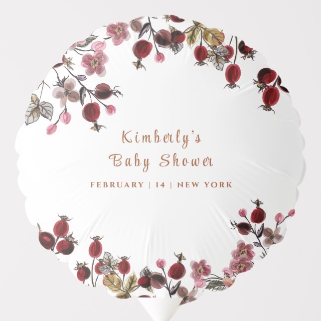 Elegant Blooming Wildflower Berry Baby Shower  Balloon (Front)