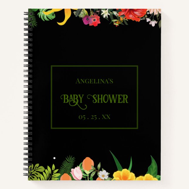 Elegant Blossom Baby Shower Gift List Notebook (Front)