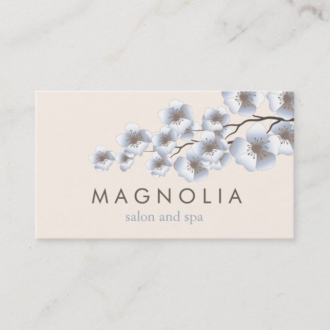 Elegant Blossom Blue Chic Beauty Spa Business Card (Front)
