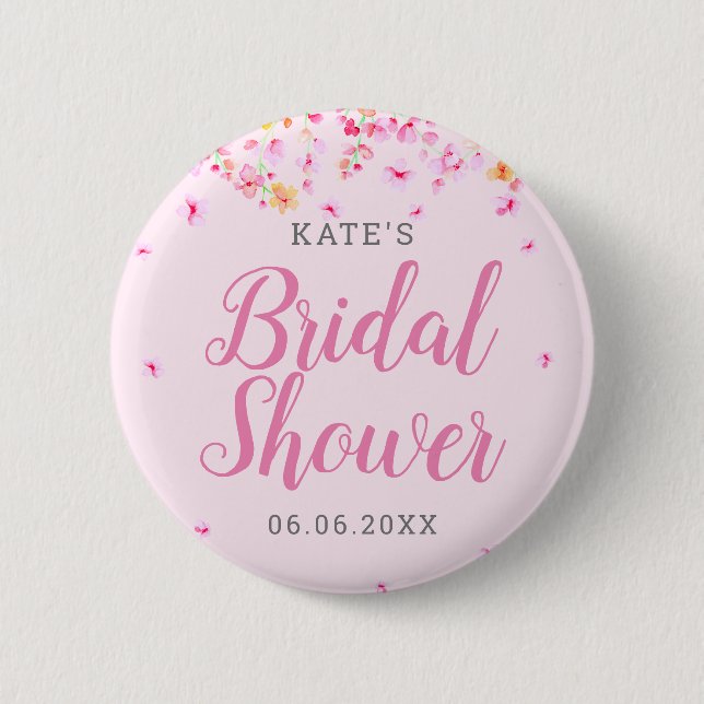 Elegant Blossom Bridal Shower Button (Front)