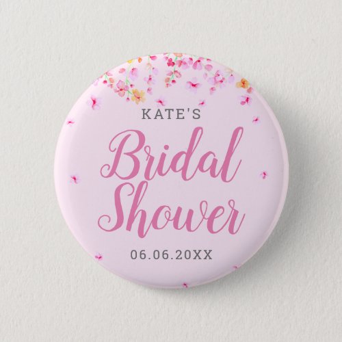 Elegant Blossom Bridal Shower Button