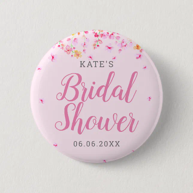 Elegant Blossom Bridal Shower Button | Zazzle