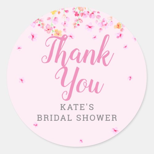 Elegant Blossom Bridal Shower Thank You Classic Round Sticker