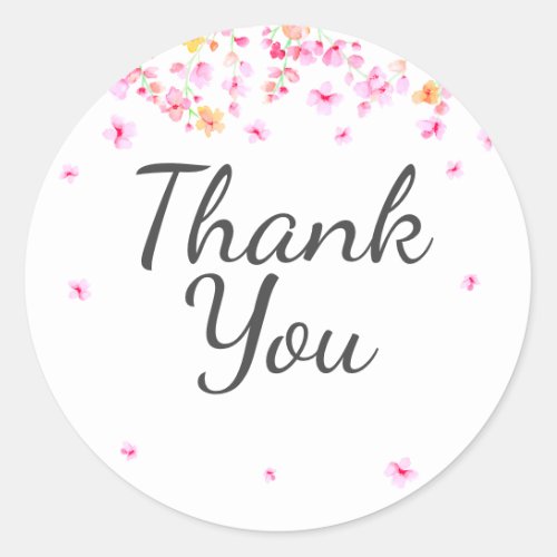 Elegant Blossom Bridal Shower Thank You Classic Round Sticker