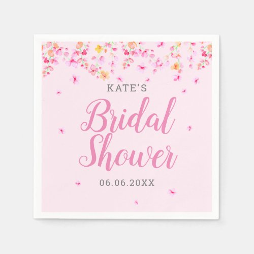 Elegant Blossom Floral Bridal Shower Napkins