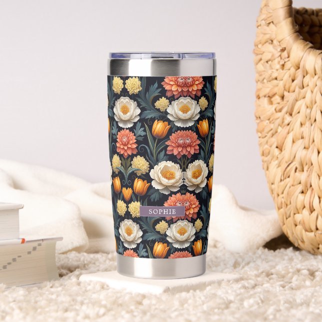 Elegant Blossom Floral Seamless Pattern  Insulated Tumbler (Living Room (Rotated))