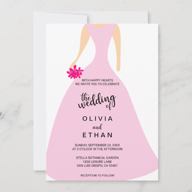 Elegant blossom pink chic Wedding Invitation (Front)