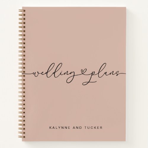 Elegant Blossom Pink Wedding Plans Heart Notebook