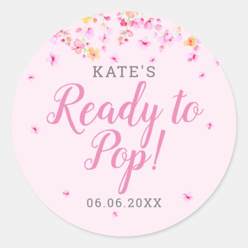 Elegant Blossom Ready to Pop Pink Baby Shower Classic Round Sticker