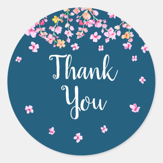 Elegant Blossom Script Thank You Classic Round Sticker | Zazzle.com