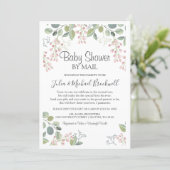 Elegant Blossom Watercolor Baby Shower by Mail Invitation (Standing Front)