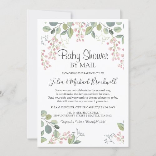 Elegant Blossom Watercolor Baby Shower by Mail Invitation