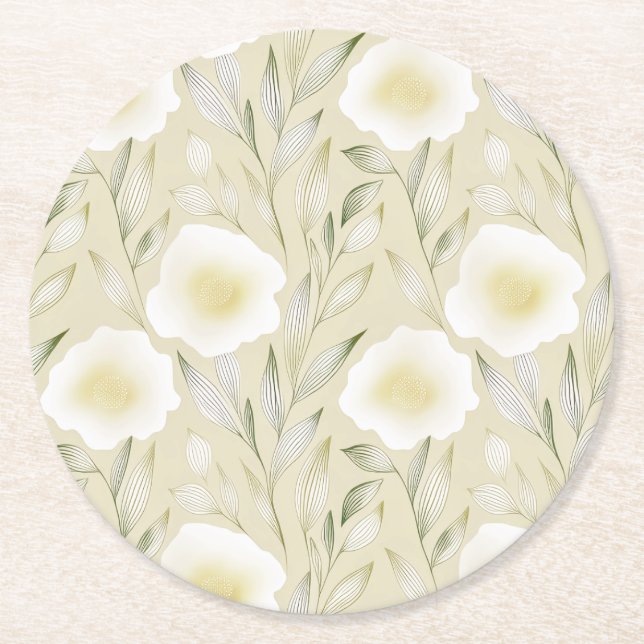 Elegant Blossoms Paper Coaster (Front)
