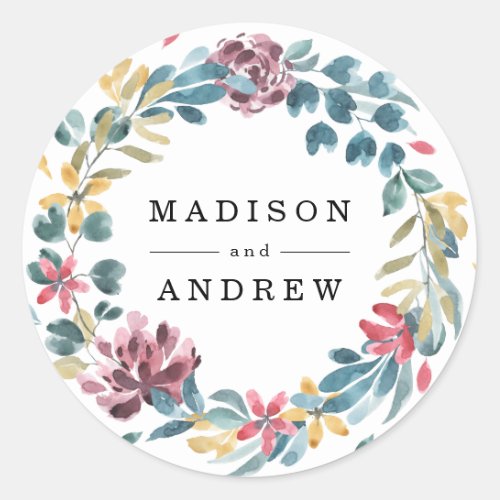 Elegant Blossoms  Personalized Wedding Stickers
