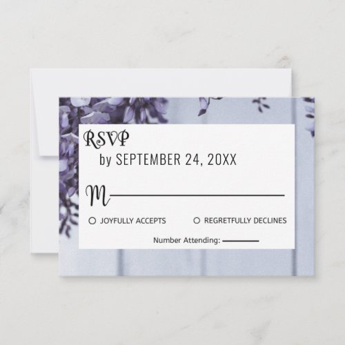 Elegant blossoms purple roses wood floral Wedding  RSVP Card