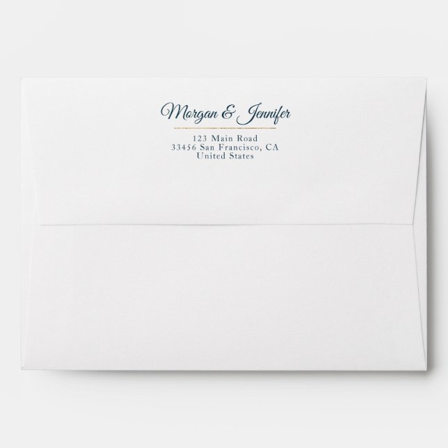 Elegant Blu Navy and Gold Personalized Envelope (Back (Top Flap))