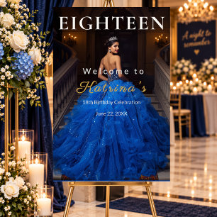 Elegant Blue 18th Birthday Welcome Sign