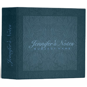 Elegant Blue 2 Floral Design Suede Leather Look Binder