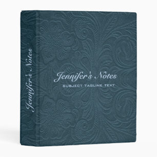 Elegant Blue 2 Floral Design Suede Leather Look Mini Binder