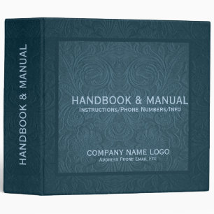 Elegant Blue 3 Floral Design Suede Leather Look Ring Binder