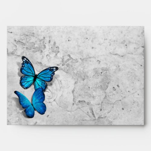 Elegant Blue 3D Butterfly Return Address Envelope