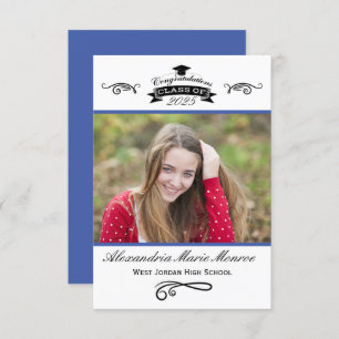 Elegant Blue - 3x5 Graduation Announcement