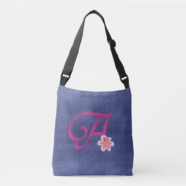Elegant Blue A Crossbody Bag (Front)