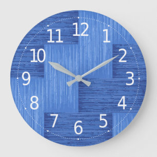 Elegant Blue Abstract Brushed Stripes Artwork   Large Clock