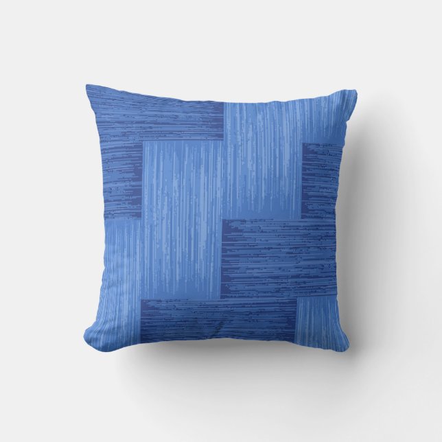 Elegant Blue Abstract Brushed Stripes Artwork | Throw Pillow (Front)