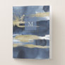Elegant Blue | Abstract Gold with Monogram Pocket Folder