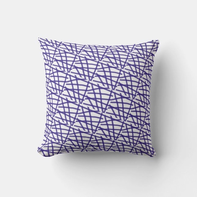 Elegant Blue Abstract  Lines Throw Pillow (Front)