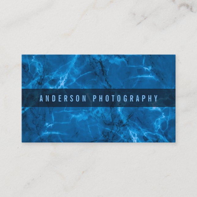 Elegant Blue Abstract Marble Design Business Card (Front)
