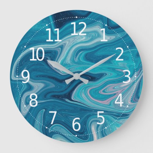 Elegant Blue Abstract Ripple  Wall Clock