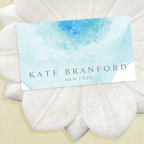 Elegant Blue Abstract Watercolor  Business Card