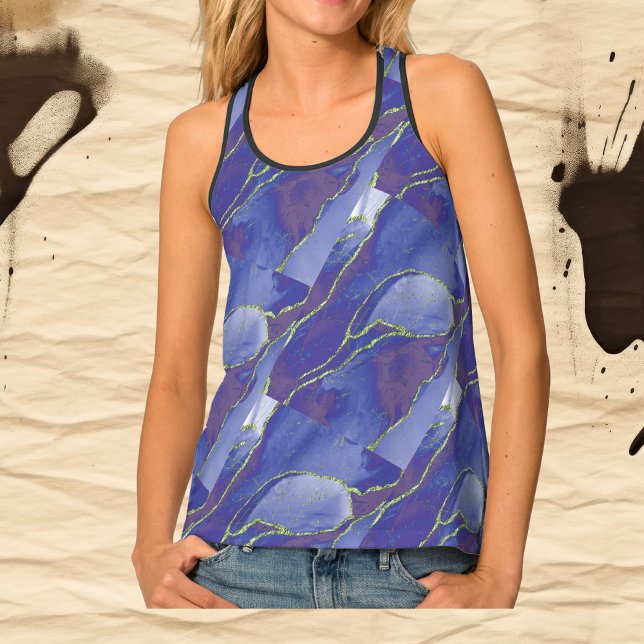 Elegant Blue Abstract with Purple | Tank Top (Creator Uploaded)