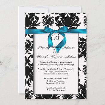 Elegant Blue Accent Wedding Invite by ForeverAndEverAfter at Zazzle