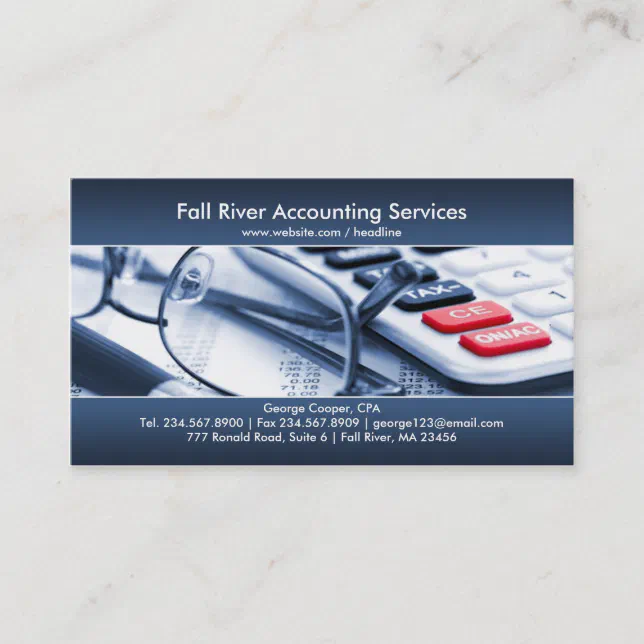 Elegant Blue Accounting Business Card (Front)