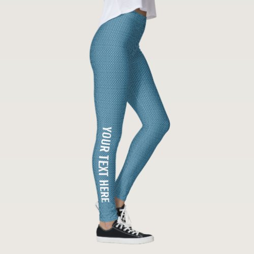 Elegant Blue Add Image Text Name Womens Modern Leggings