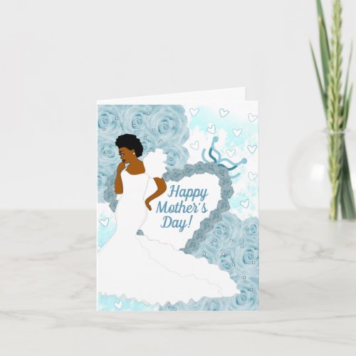 Elegant Blue African American Mothers Day Card