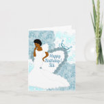 Elegant Blue African American Sister Birthday Card<br><div class="desc">This airy floral rose Birthday card features an African American woman with a beautiful white gown.  Send a heartfelt card to your sister that expresses exactly what you wanted to say.</div>