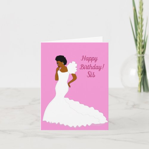 Elegant Blue African American Sister Birthday Card