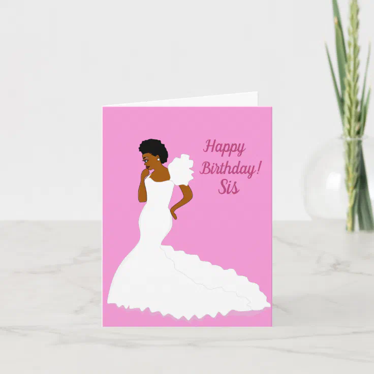 Elegant Blue African American Sister Birthday Card | Zazzle