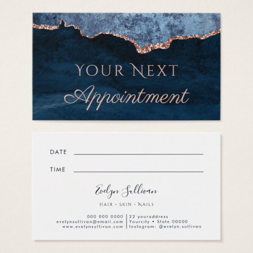 Elegant Blue Agate Appointment Card