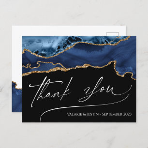 Elegant Blue Agate Thank You Postcard