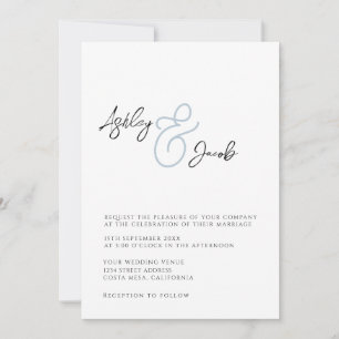 Elegant Blue Ampersand Wedding Invitation