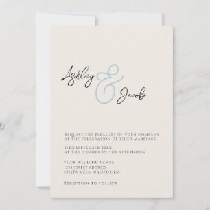 Elegant Blue Ampersand Wedding Invitation