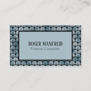 Elegant Blue and Black Art Deco Business Card