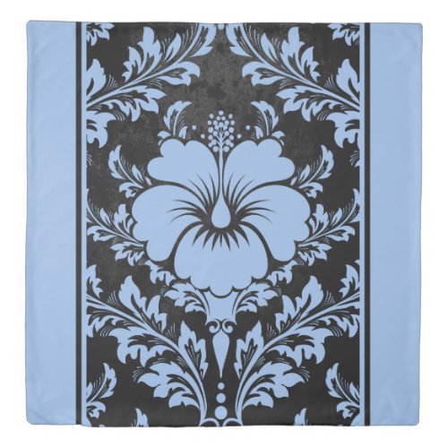 Elegant blue and black damask elegant duvet cover