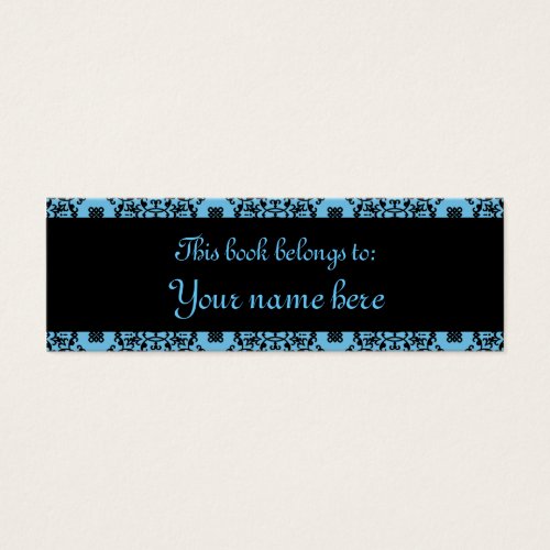 Elegant blue and black damask mini book marks business card templates
